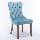 Set of 2 Velvet Dining Chair Tufted Light Blue