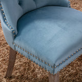 Set of 2 Velvet Dining Chair Tufted Light Blue