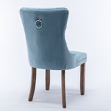 Set of 2 Velvet Dining Chair Tufted Light Blue