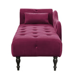 Velvet Chaise Sofa with Chaise Tufted Burgundy 61"