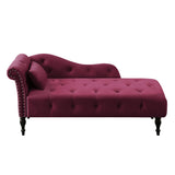 Velvet Chaise Sofa with Chaise Tufted Burgundy 61"