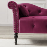 Velvet Chaise Sofa with Chaise Tufted Burgundy 61"