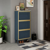 3 Metal Door Shoe Rack, Freestanding Modern Shoe Storage Cabinet, Metal rattan