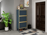 3 Metal Door Shoe Rack, Freestanding Modern Shoe Storage Cabinet, Metal rattan