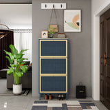 3 Metal Door Shoe Rack, Freestanding Modern Shoe Storage Cabinet, Metal rattan