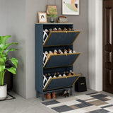 3 Metal Door Shoe Rack, Freestanding Modern Shoe Storage Cabinet, Metal rattan