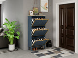3 Metal Door Shoe Rack, Freestanding Modern Shoe Storage Cabinet, Metal rattan