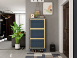 3 Metal Door Shoe Rack, Freestanding Modern Shoe Storage Cabinet, Metal rattan
