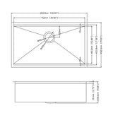 32x19 Inch Kitchen Sink Stainless Steel Single Blow Workstation Underment