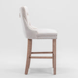 Velvet Bar Table Set Tufted Beige
