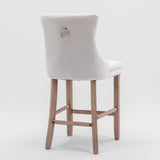 Velvet Bar Table Set Tufted Beige