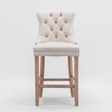 Velvet Bar Table Set Tufted Beige