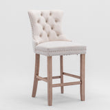 Velvet Bar Table Set Tufted Beige