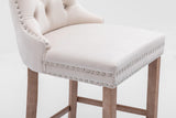 Velvet Bar Table Set Tufted Beige