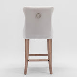 Velvet Bar Table Set Tufted Beige