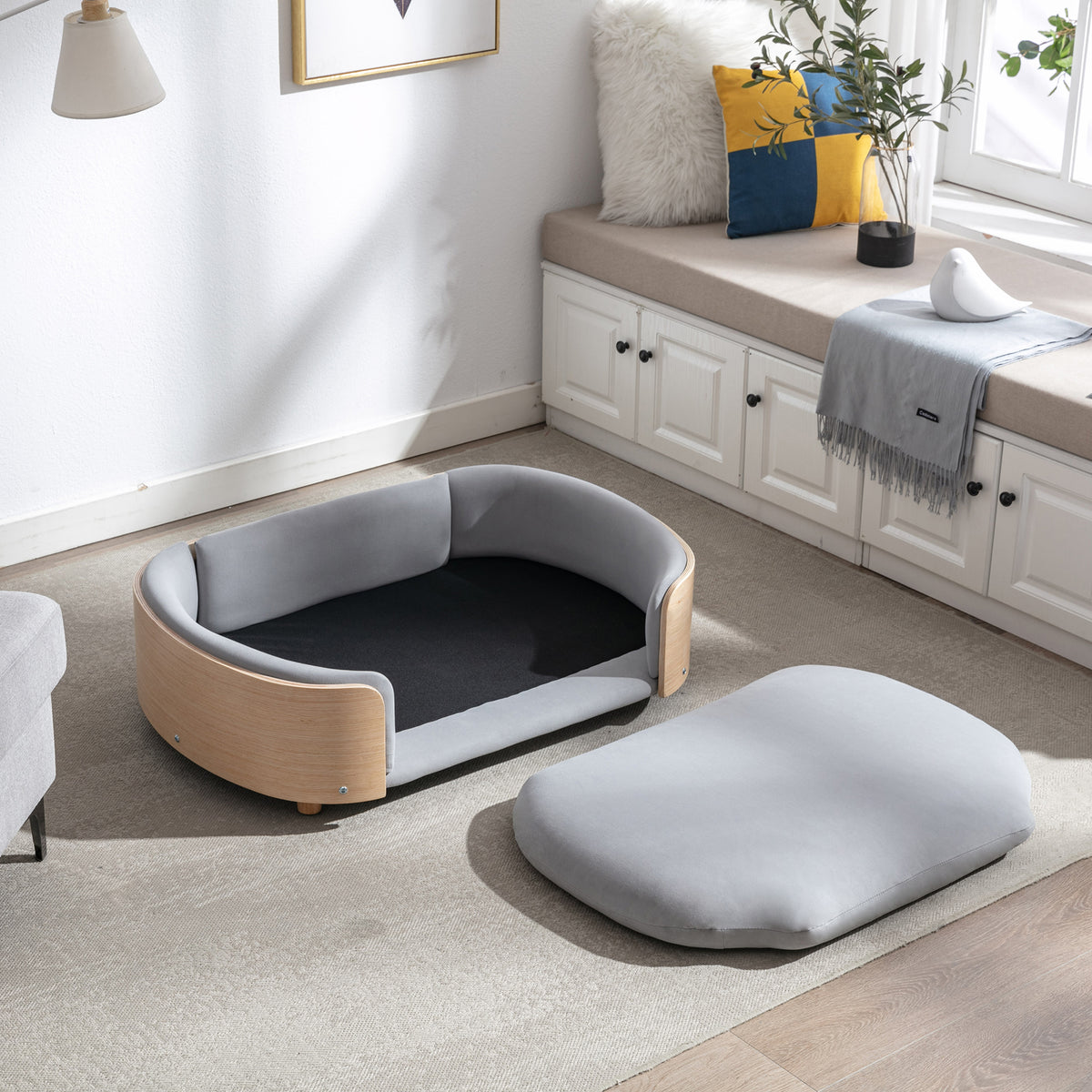 Scandinavian style Elevated Dog Bed Pet Sofa With Solid Wood legs