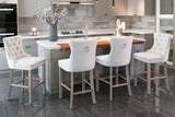 Velvet Bar Table Set Tufted Beige