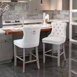 Velvet Bar Table Set Tufted Beige