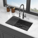 Gunmetal Black 30 Inch Undermount Kitchen Sink 16 Gauge 10 Inch Deep Single Bowl
