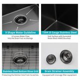 Gunmetal Black 30 Inch Undermount Kitchen Sink 16 Gauge 10 Inch Deep Single Bowl