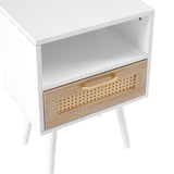 Solid Wood End Table with Storage White