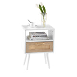 Solid Wood End Table with Storage White
