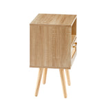 Solid Wood End Table with Storage Natural