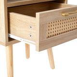Solid Wood End Table with Storage Natural