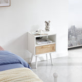 Solid Wood End Table with Storage White