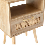 Solid Wood End Table with Storage Natural