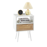 Solid Wood End Table with Storage White