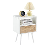 Solid Wood End Table with Storage White