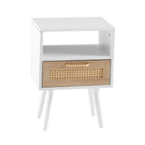 Solid Wood End Table with Storage White