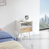 Solid Wood End Table with Storage White
