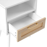 Solid Wood End Table with Storage White