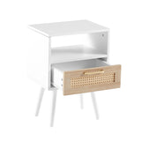 Solid Wood End Table with Storage White