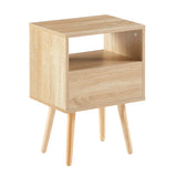 Solid Wood End Table with Storage Natural