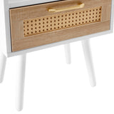 Solid Wood End Table with Storage White