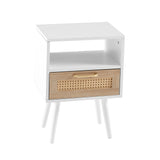 Solid Wood End Table with Storage White