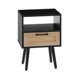 Solid Wood End Table with Storage Black