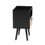 Solid Wood End Table with Storage Black