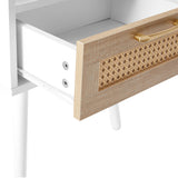 Solid Wood End Table with Storage White