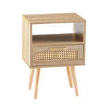 Solid Wood End Table with Storage Natural