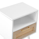 Solid Wood End Table with Storage White