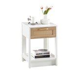 Engineered Wood End Table with Storage White