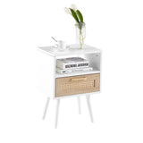Solid Wood End Table with Storage White