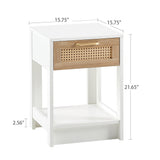 Engineered Wood End Table with Storage White