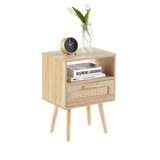 Solid Wood End Table with Storage Natural