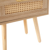 Solid Wood End Table with Storage Natural