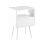 Solid Wood End Table with Storage White